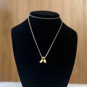 Stay Golden 14k Gold Plated Bubble Letter A Pendant Necklace Adjustable